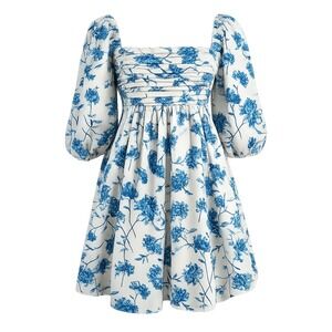 Abercrombie & Fitch Dress ST Cotton Floral Cottagecore Toile Puff Sleeve Mini